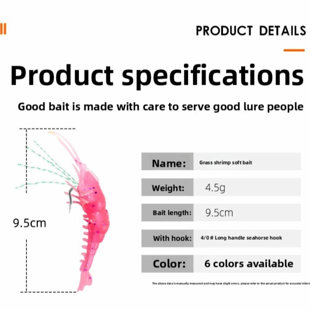 10 Stück Meeresangeln Garnele Kunstköder Weichhaken Wurm Silikon Neuer Stil Garnele Köder