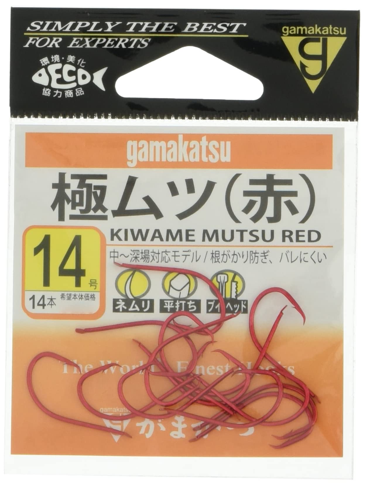 

Gamakatsu Kiwame Mutsu Hook (Red) #14 Fishing Hook