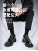 Four Seasons Casual Leather Shoes British Style Pure Black Low-top Shoes Hotel Waiter with Uniform Shoes