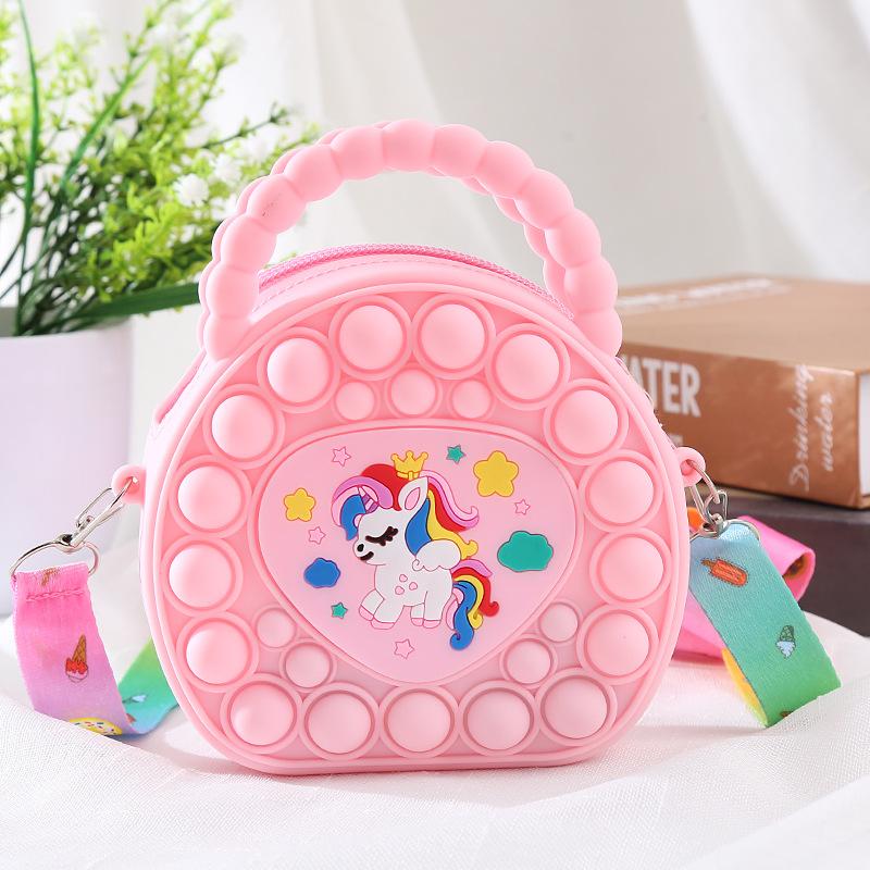 New Eliminate Rat Pioneer Bag Cartoon Unicorn Coin Purse Silicone Messenger Bag Children Fidget Toy Bubble Stress Relief Handbag