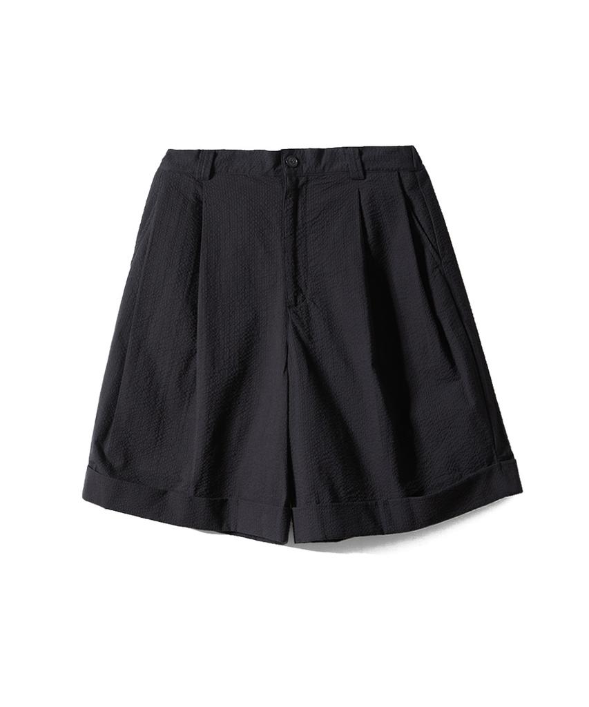 Holliseon Dimple Seersucker Wide Half Pants Black