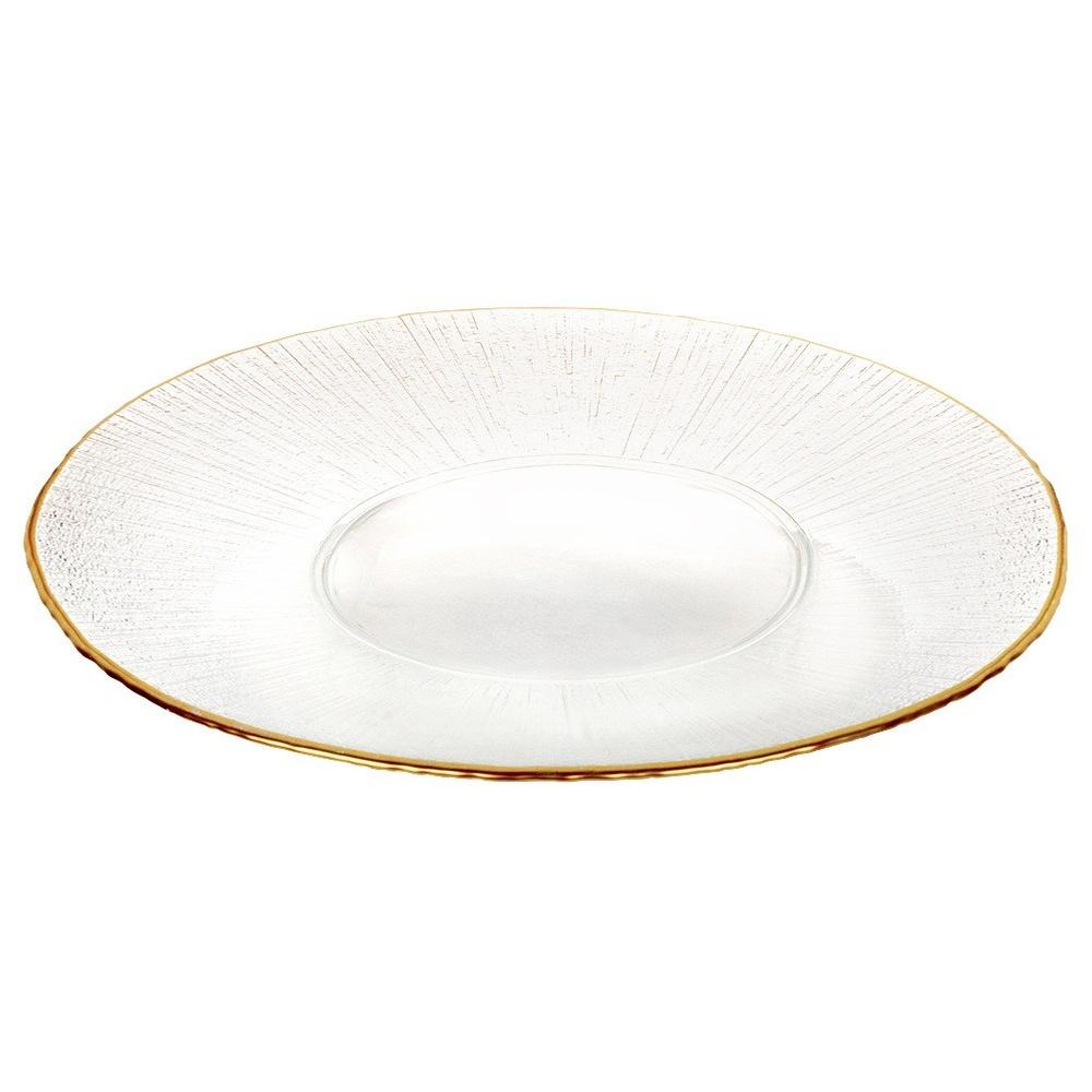 Dinner plate, shallow glass, gold platter, 30 cm