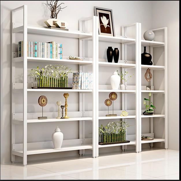 Modern Steel and Wood Multi-Layer Storage Rack for Living Room Display