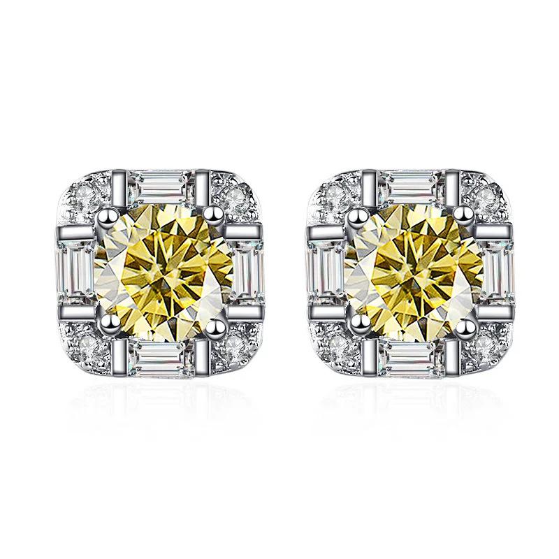 5mm S925 Silver Geometric Square Stud Earrings Mini Elegant Fashion Moissanite Earrings D VVS1 Delicate Jewelry