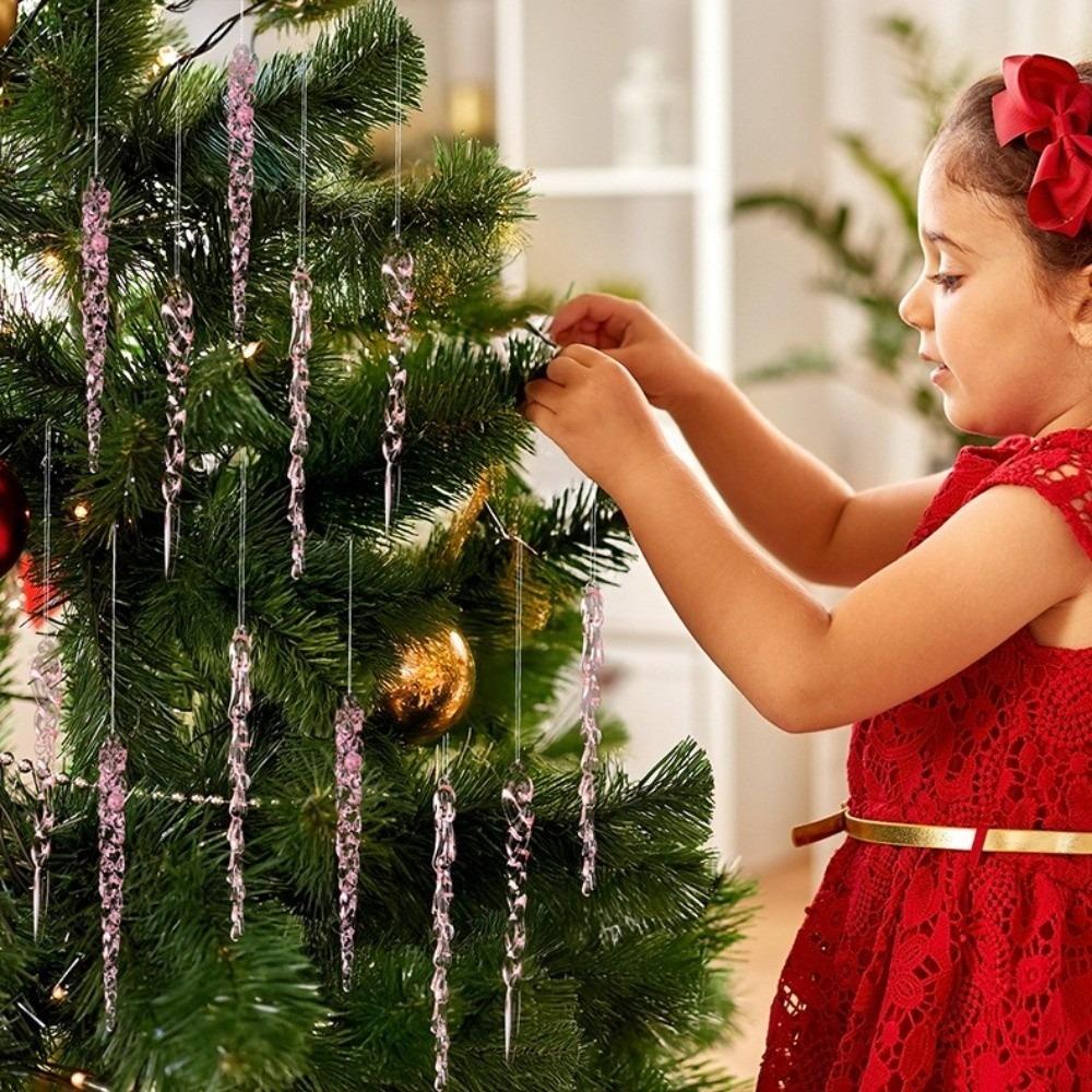 Acrylic Christmas Tree Ornaments Hanging Pendants Transparent Ice Cone Pendant Crystal Clear Creative Icicle Decorations