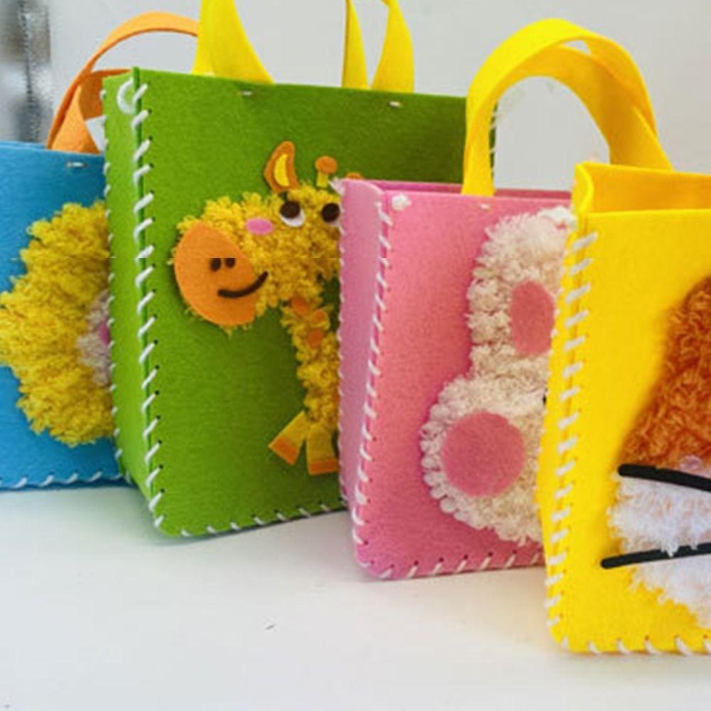 Creative Animals DIY Felt Animal Bag Soft Yarn Cartoon Handmade Bag Accessories Handbag Material Kits Children