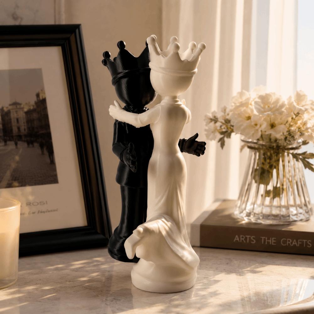 2pcs 3D Printed Desktop Ornaments Sculpture Queen King Statue Funny Persons Figurine  Office