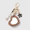 Vintage Leather Keychain Handmade Heart Braided Rope Mirror Charm DIY Accessory Sturdy Leather Key Holder