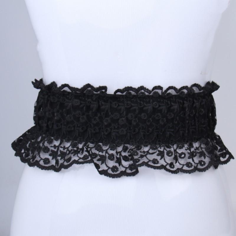 Sweet Elastic Wide Waist Seal Buckle, Women With Skirt Lace Elastic Decorative Belt Women