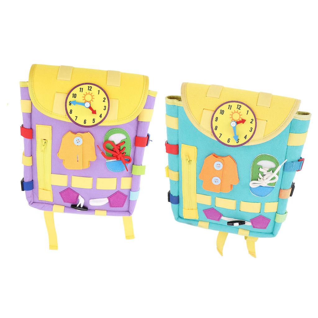 Toddler Backpack with Learning Activity Buckles Sensory Backpack Shoelace Tying Zipper with Stretch