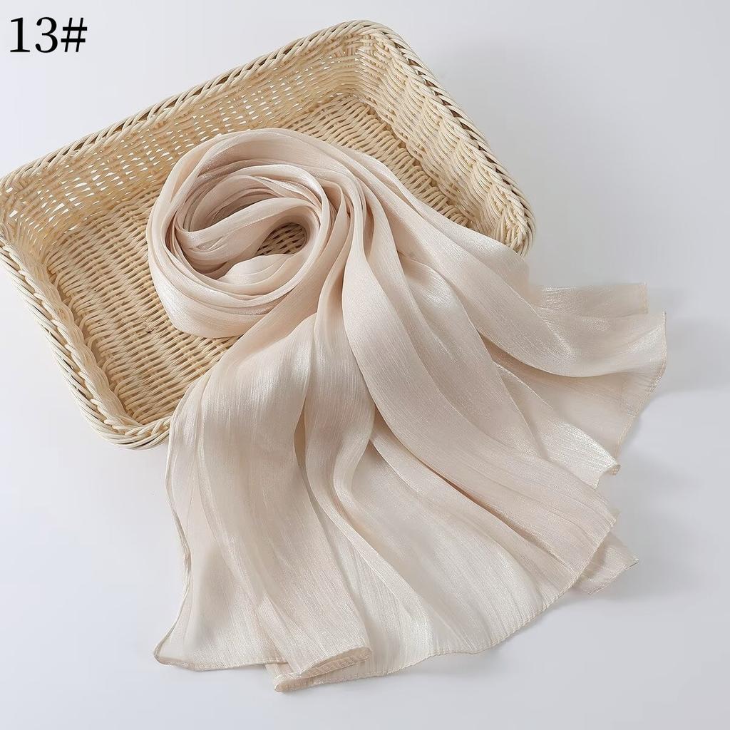 35 Colors Women Hijab Scarf Shiny Muslim Long Scarves Light Weight Soft Turban Shawl Organza Satin Shimmer Scarf