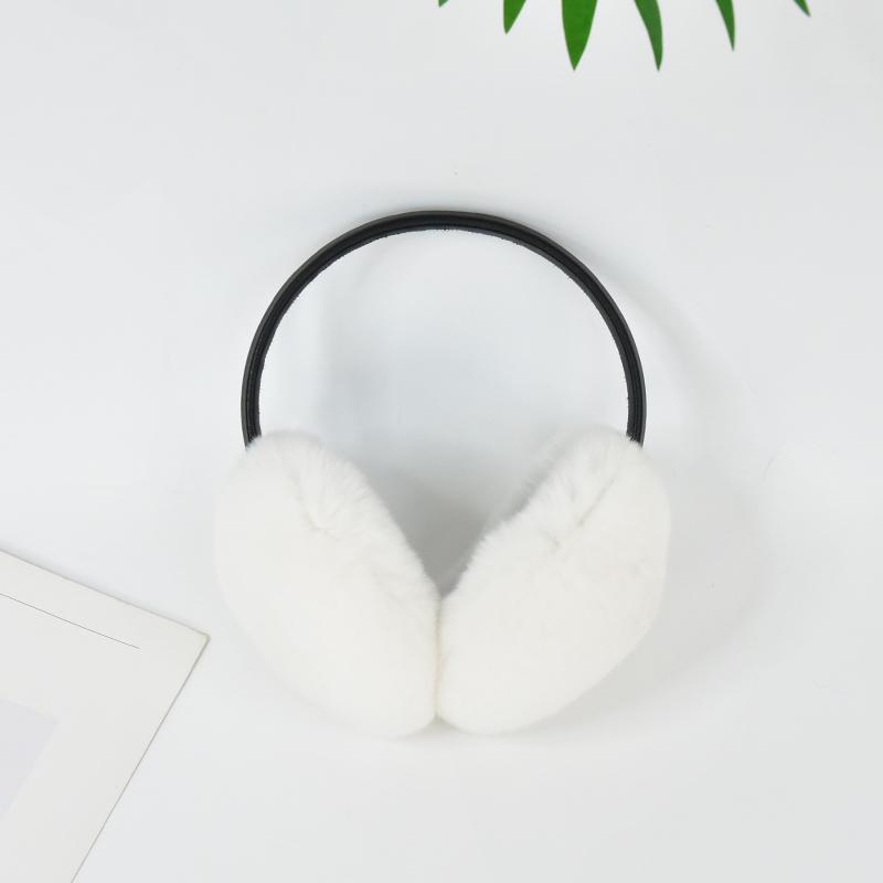 Factory Custom Fluffy Real Rex Rabbit Fur Ear Muffle Women's Winter Outdoor Warm Earmuffs Fashion Soft Earflap Ear Cover