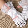 1Pair Lace Sweet Princess Wedding Party Short Polyester Thin Girls Gloves Bow Mittens