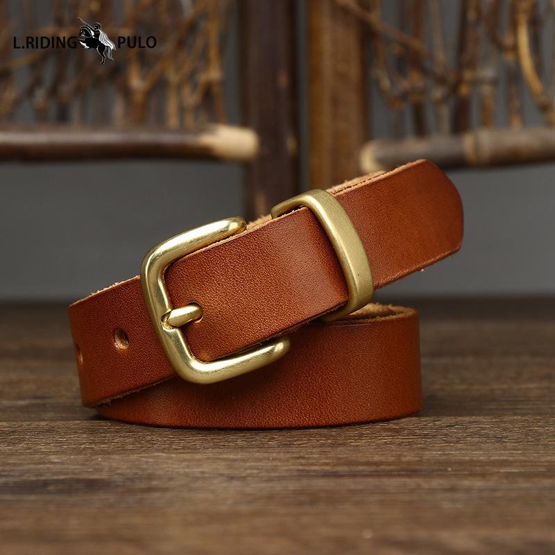 Washed Women's Thin Leather Belt Pure Cowhide Retro Fashion Versatile Casual Jeans Belt