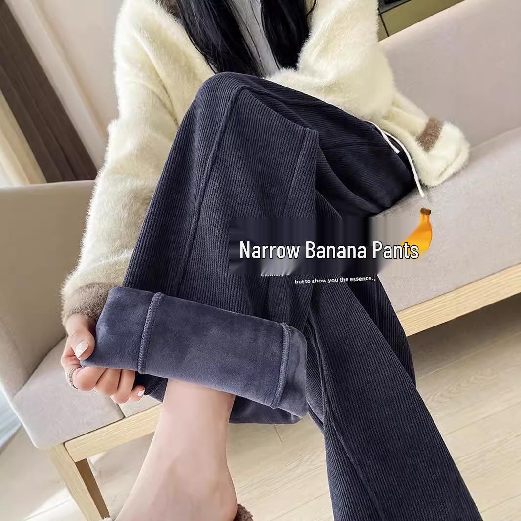 

Women s European Cotton Velvet Wide-Leg Warm Pants - Autumn/Winter Slim Fit XL (57.5-65 kg)