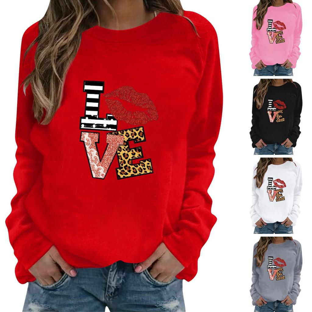 Женский модный пуловер с длинными рукавами и принтом ко Дню святого Валентина