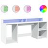 VidaXL Desk with LED Lights White 200x55x91 Cm Engineered Wood, Writing Desk, Computer Desk, Desk At 3309438