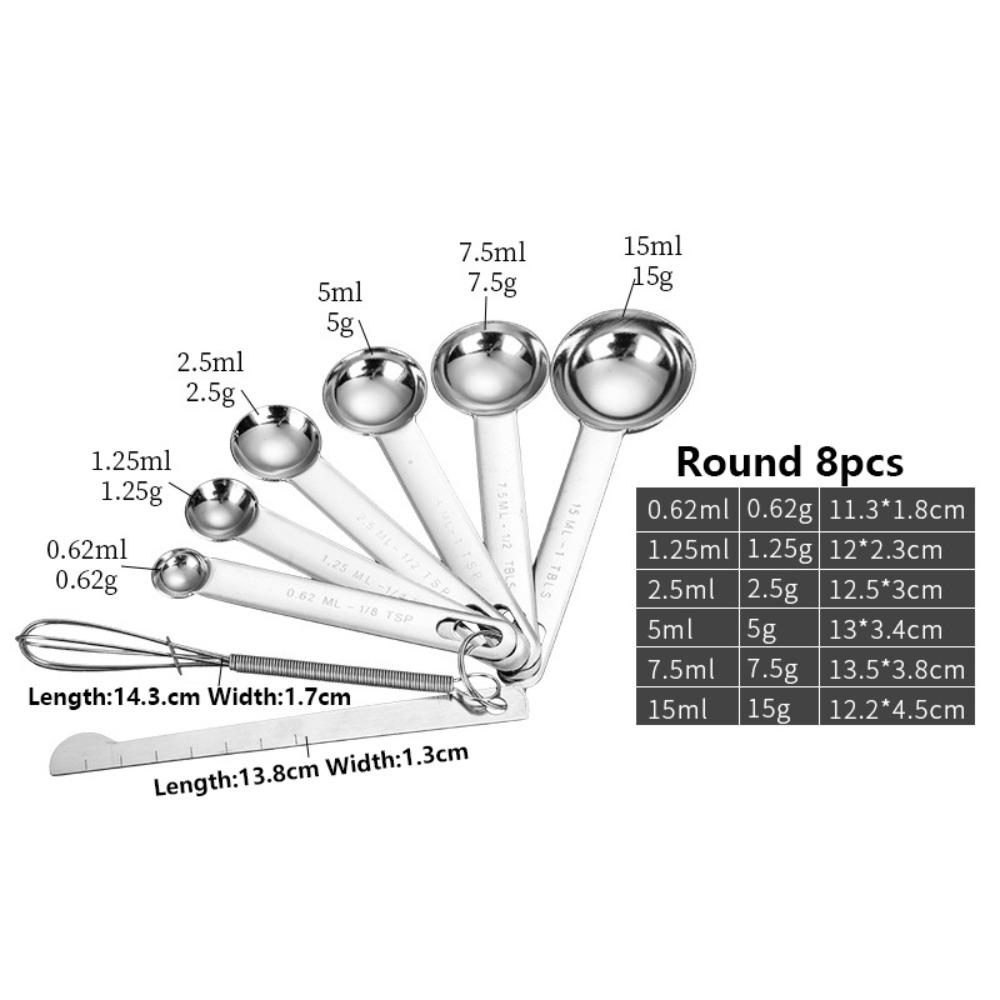 With Scale Measuring Spoon Set Stainless Steel Kitchen Measuring Cup  Seasoning Measuring