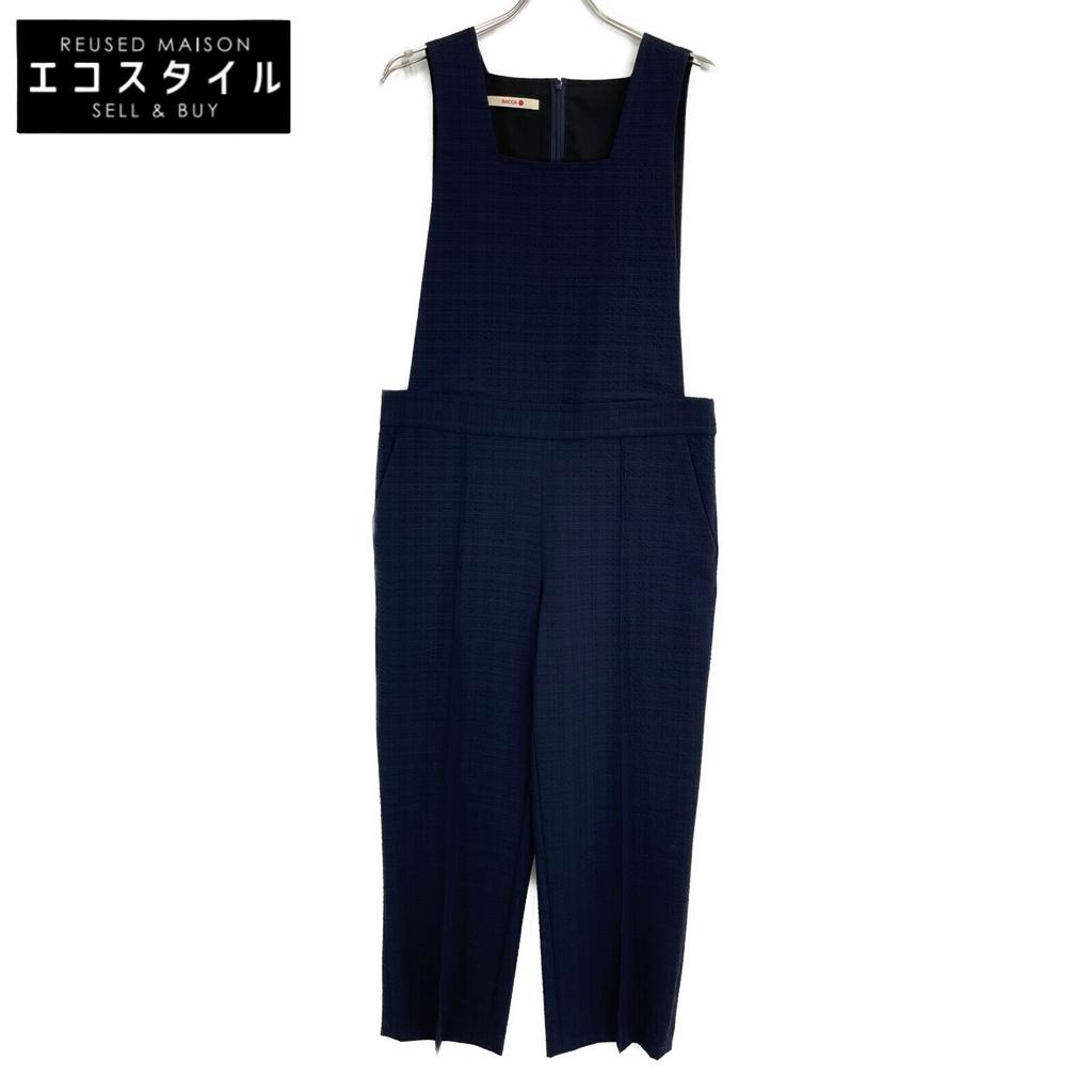 BACCA Navy Seersucker Covered Overalls Bottoms 36 NavyUsed
