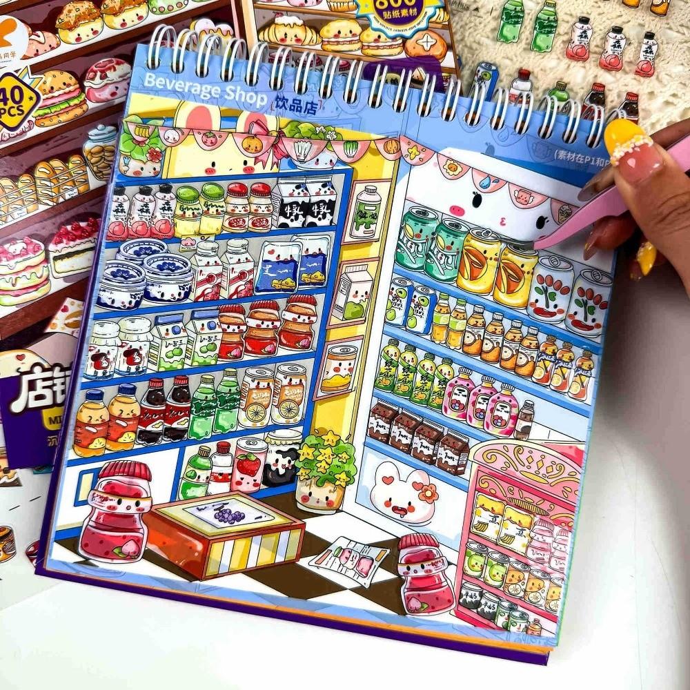 10 Scenes Miniature Scene Sticker PET Die-cut Scene Sticker Book 3D Stacking Sticker Holiday Gifts