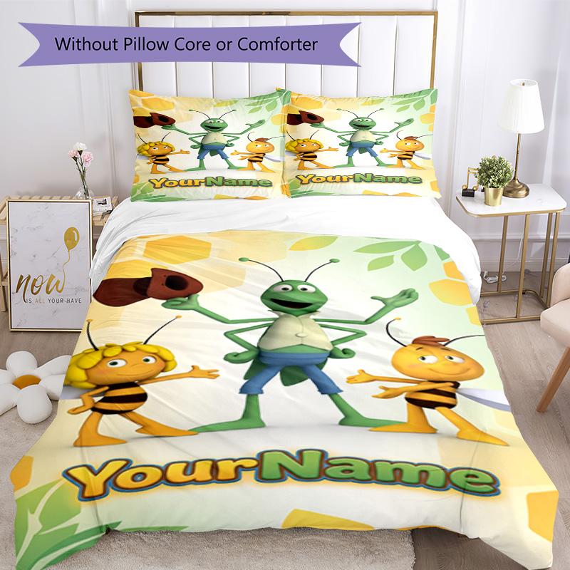 Biene Maja Customize Your Name Bedding Set Breathable Duvet Cover with Pillowcases Home Decoration Birthday Gift