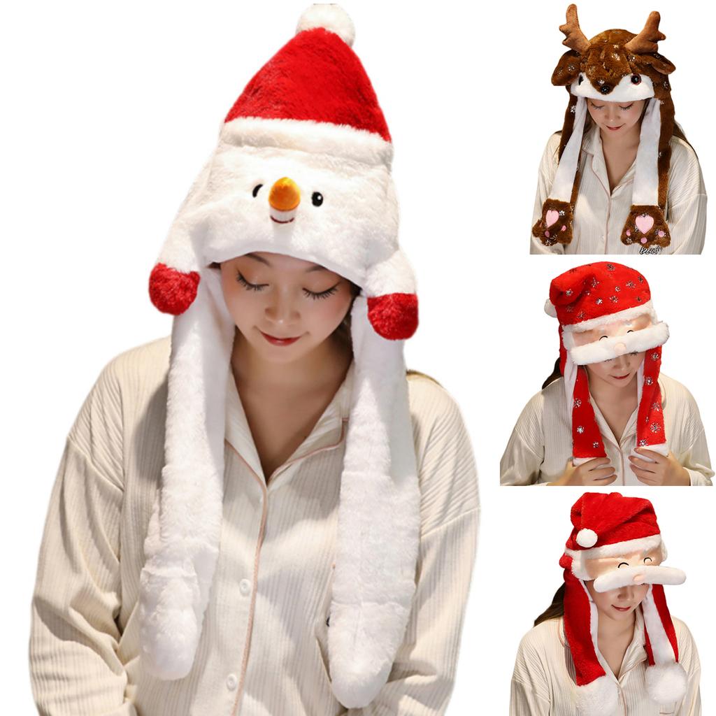 A Cute Christmas Plush Hat With Ears That Move When Squeezed