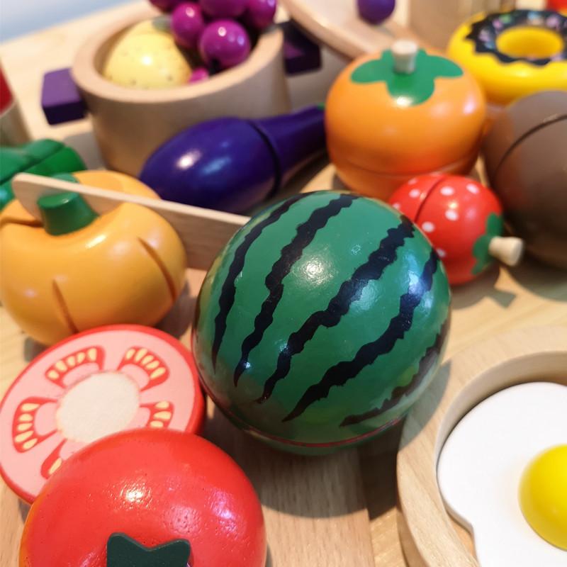 Wooden Princess Playhouse & Tea Party Set with Cake & Cuttable Fruits