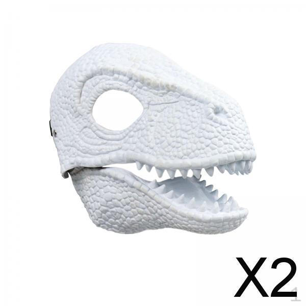 

2x 3D Головной убор динозавра Косплей Аксессуар для костюма на Хэллоуин Животное Движущаяся челюсть Латекс Тираннозавр