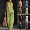 2026 New European and American Style Sleeveless Loose Shoulder Suit Women's Summer Casual Wide-leg Pants Two-piece Fashion Trendy