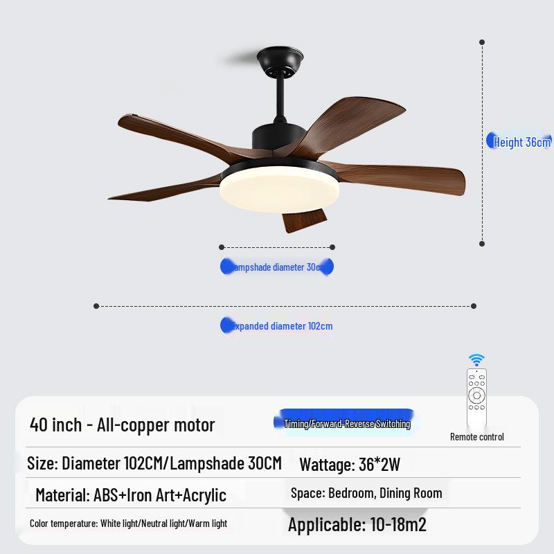 Nordic Industrial-Style Silent Ceiling Fan Chandelier for Home or Commercial Use