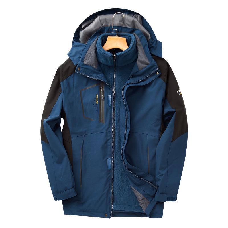 Outdoor Windproof 3-in-1 Detachable Mountaineering Suit with Two-Piece Fleece Liner