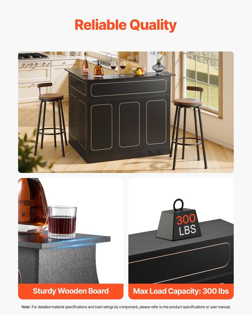Home Bar Unit, L-Shaped Wine Bar Cabinet Table 4-Tier with Storage Shelves, Wine Glass Holder, 136 Kg Max Capacity, Wood Liquor Cabinet for Home,