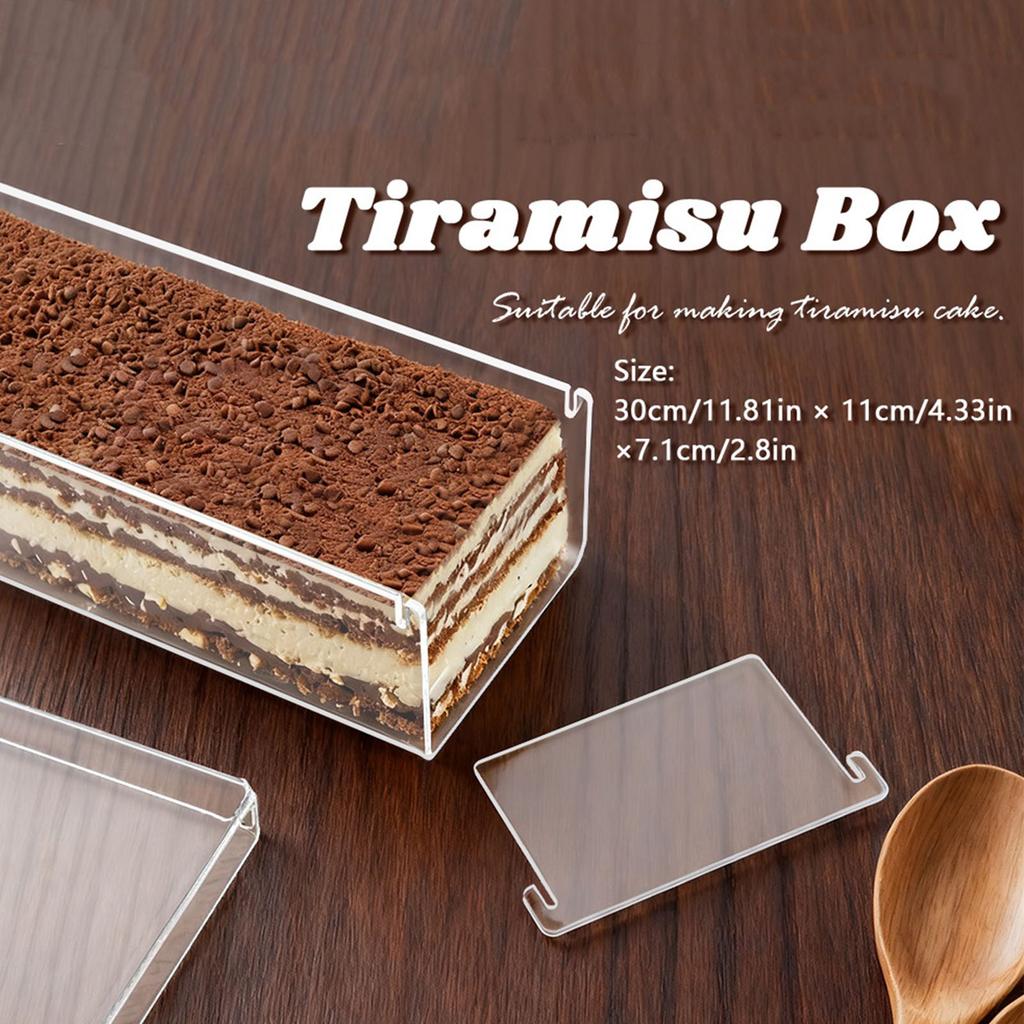 Tiramisu Container Multipurpose Nonstick Dessert Carrier for Wedding Kitchen Rectangle Tiramisu Cake Box with Lid Sturdy
