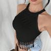 Women's bohemian fringed vest summer new short slim online sleeveless top