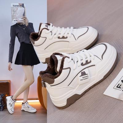 Fleece Warm Little White Shoes Women's Winter New Versatile Board Shoes Leather Surface High-top Ins Tide HL-6608