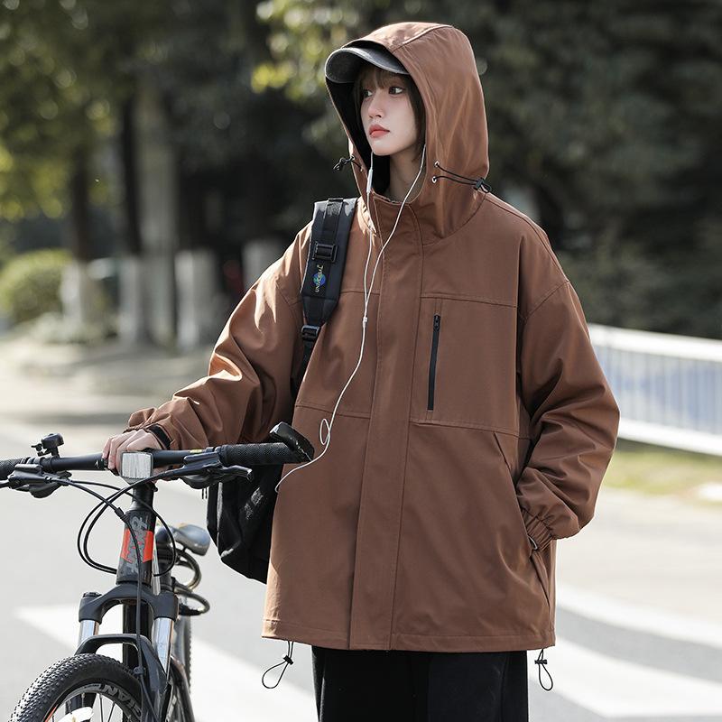Work Jacket Women's Spring and Autumn New Mountain Style Outdoor Hong Kong Style Ins Couple Style Jacket Men's Hooded Jacket
