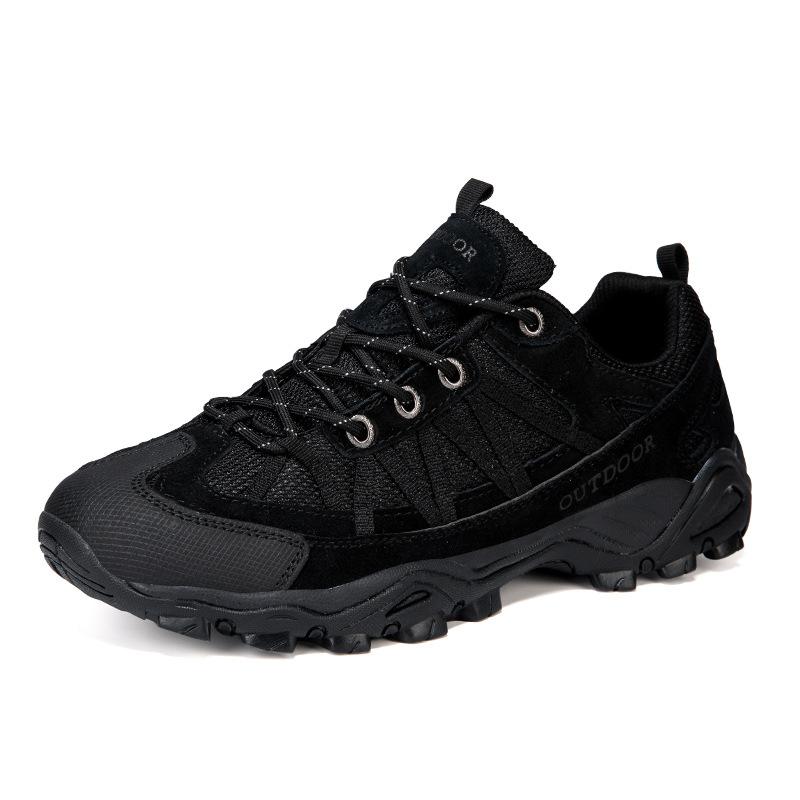Four seasons leather outdoor shoes mesh breathable non-slip couple casual hiking shoes low-top hiking shoes wear-resistant off-road