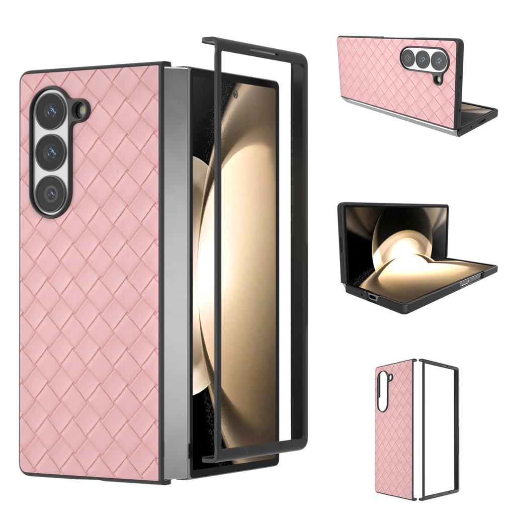 For Samsung Galaxy Z Fold6 5G Case Woven Texture PU Leather Coated PC Phone Cover