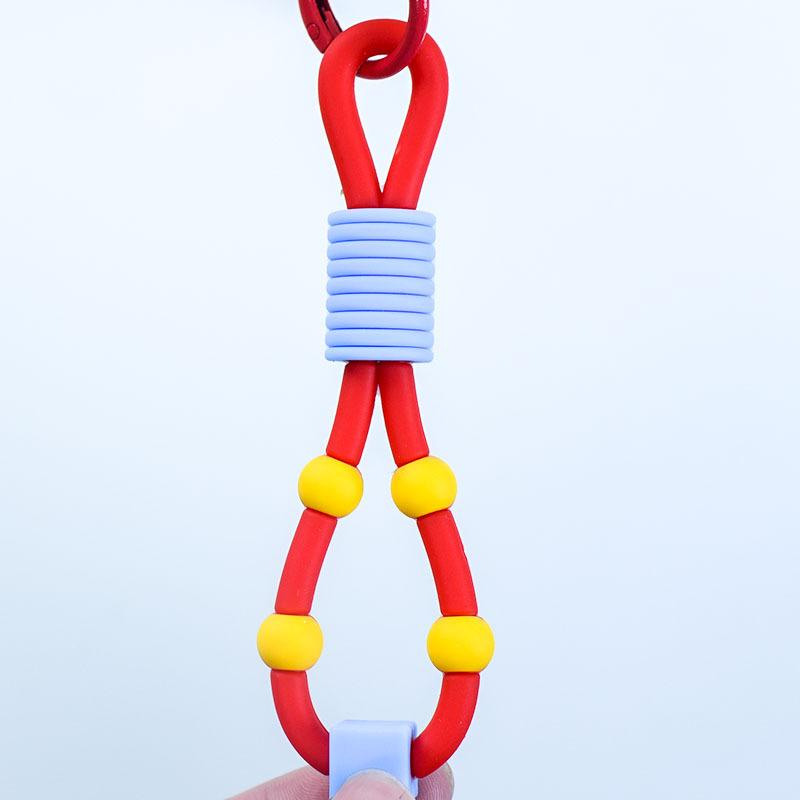 

Flexible Silicone Water Bottle Strap, Beaded Handheld Lanyard with Keychain for Water Bottles, Tumblers and Daily Use красный