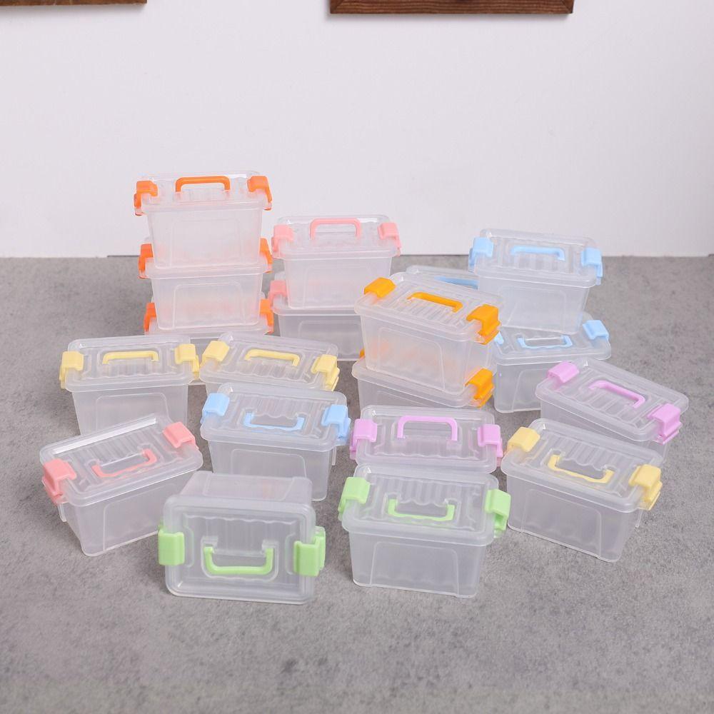 5pcs Nail Art Box Mini Storage Box Transparent Dustproof Beading Storage Case Waterproof Plastic Mini Storage Drawer Ornament