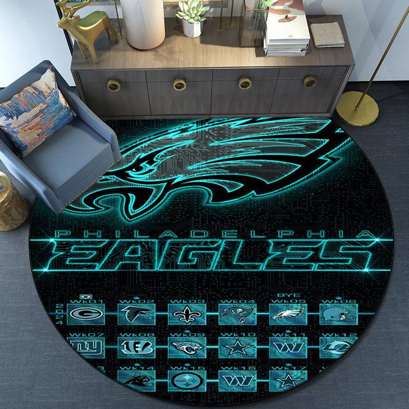 Philadelphia Eagles Runder Teppich für Wohnzimmer, Schlafzimmer, Spielzimmer, Stuhlunterlage, Läufer, Kreis Teppich, Große Größe Fan Weihnachtsgeschenk