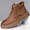 New Men's Boots High Top Leather Shoes Genuine Leather Breathable High Quality Casual Shoes Retro Fashion Lace Up Work Men Shoes