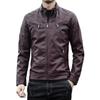 Autumn and winter new light business casual black leather jacket men's daily commuting soft leather velvet stand-up collar versatile men's leather