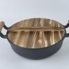 ZISIZ Beechwood Handle Deep Cast Iron Frying Pan Set