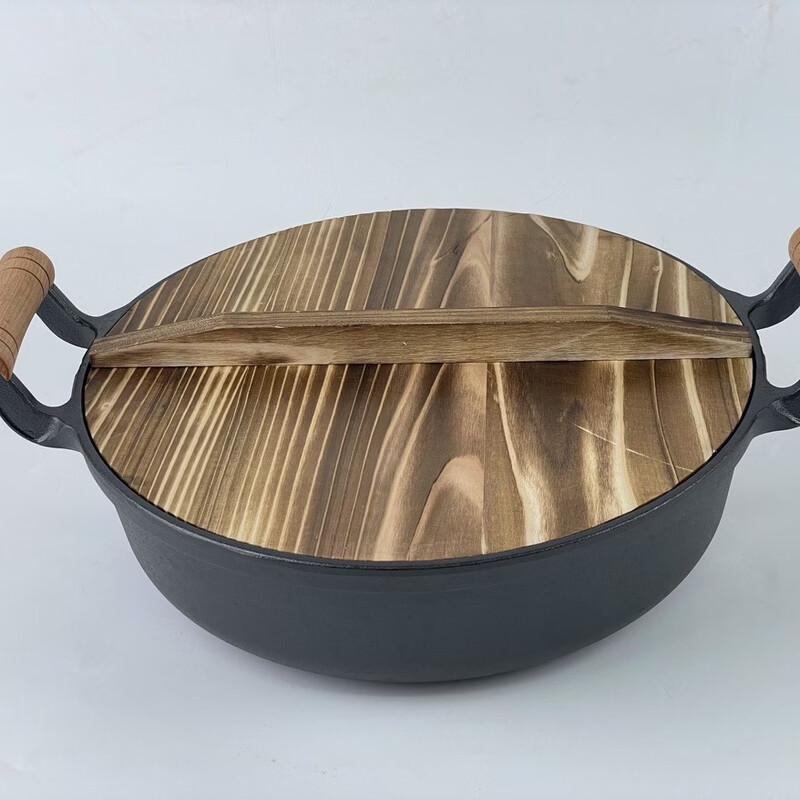 ZISIZ Cast Iron Frying Pan with Beechwood Handle