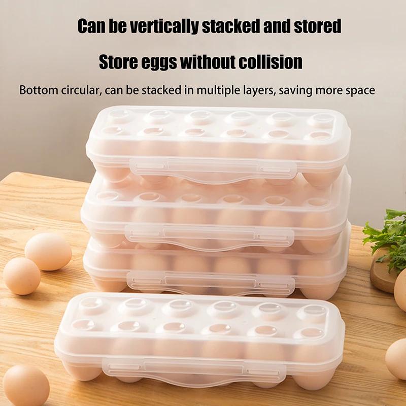 12/18 Grids Egg Storage Box with Lid Fridge Organizer Refrigerator Egg Drop Rack Household Kitchen Egg Tray