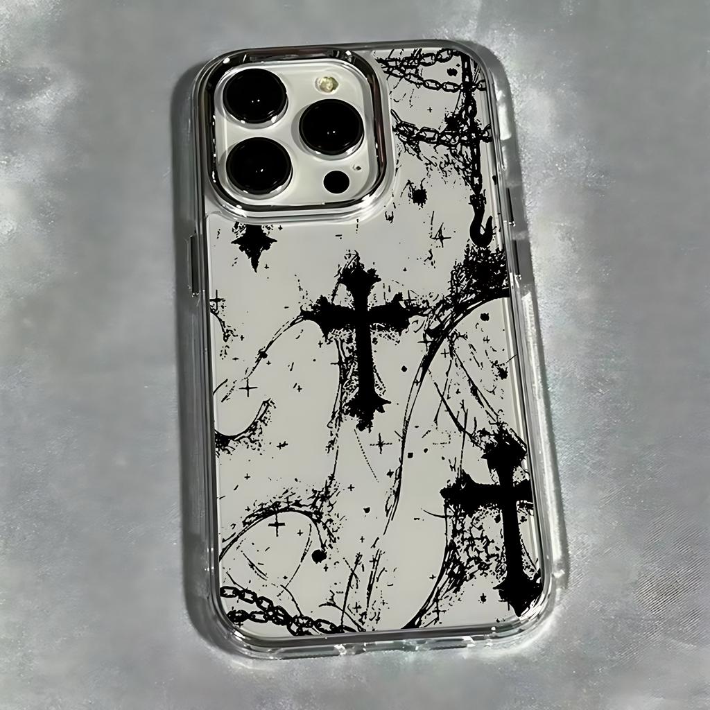 Dark Gothic Cross Mark Phone Case for OPPO Reno4 Reno5 Reno6 Reno8 Reno11 Reno12 13 14 15 Z T F Pro 4G 5G Transparent Soft Cover