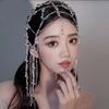 Korean Style Glitter Beaded Forehead Ornament Long Tassel Bridal Crown Rhinestone Head Chain Girls