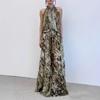 Elegant French Ruched Halter Slimming Sleeveless Long Dress for Women - Early Spring Collection