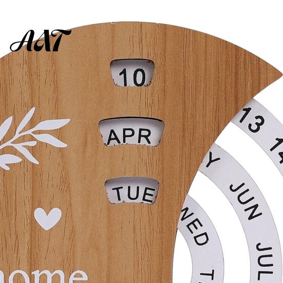 Retro Desktop Calendar Decoration Wooden Perpetual Calendar, Manual Rotating Desk for Home Office Sustainable Decor Decor, Creative Natural Wood Date